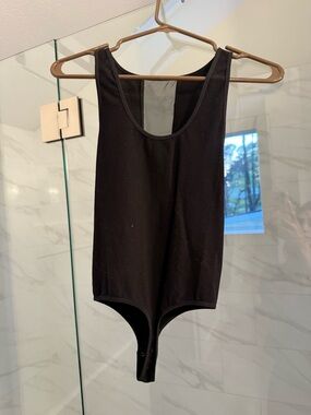bebe Black Logo Neckline Tank Bodysuit